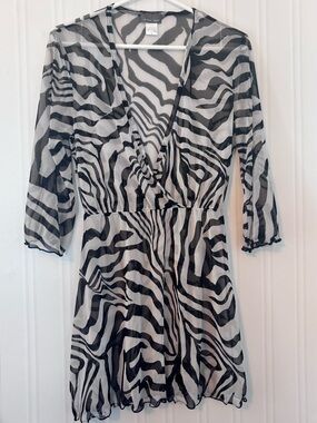 Zebra Print Sheer Wrap Dress
